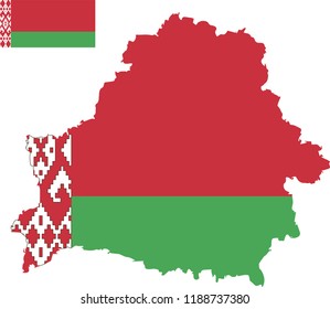 Vector map of Belarus with flag. Isolated, white background