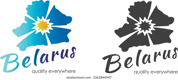 Vector map of Belarus with the inscription Belarus. Stylized vector map of Belarus made from flax flower. Illustration. Logo. Transparent background. With slogan.