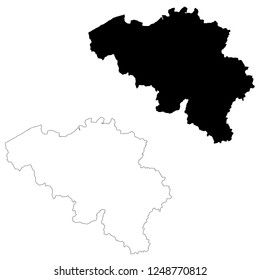 Vector map Belgium. Isolated vector Illustration. Outline and vector. Black on White background. EPS 10 Illustration.