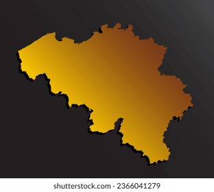 Vector map Belgium hizo el estilo dorado aislado en el fondo. Plantilla Europa metal oro creativo para diseño, ilustración, patrón, informe, infografía, fondo. Símbolo conceptual del mapa Bélgica