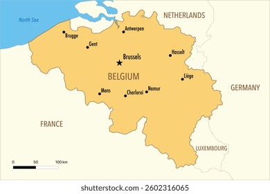Vector Map of Belgium with Major Cities – Editable Infographic