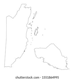 Vector map Belize and Belmopan. Country and capital. Isolated vector Illustration. Outline. EPS 10 Illustration.