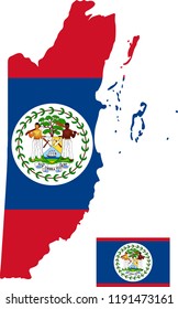 Vector map of Belize with flag. Isolated, white background
