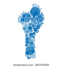 vector map of benin filled with circles of different sizes and shades of color isolated on white background