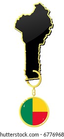 vector map of  Benin  with a gold trinket and flag