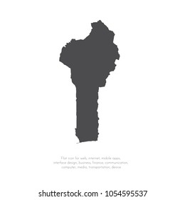 Vector map Benin. Isolated vector Illustration. Black on White background. EPS 10 Illustration.