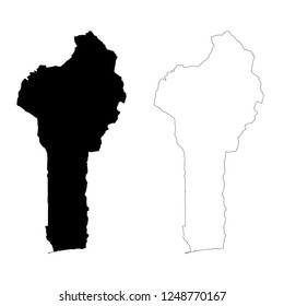 Vector map Benin. Isolated vector Illustration. Outline and vector. Black on White background. EPS 10 Illustration.