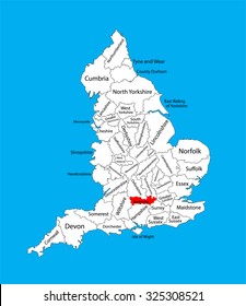 Vector map of Berkshire, South East England, United Kingdom with regions. England vector map with regions.