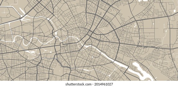 Vector map of Berlin, Germany, State of Germany. Street map poster illustration. Berlin map art.