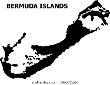 Mapa vectorial de las Islas Bermudas con nombre. Mapa de las Islas Bermudas está aislado en un fondo blanco. Mapa geográfico plano simple.