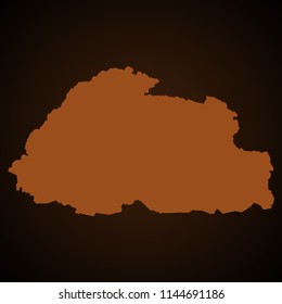 Vector map of bhutan light brown color isolated on a needle brown background 