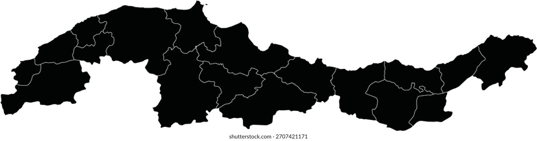 Vector Map of Black Sea Region of Turkey Isolated Silhouette