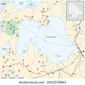 Vector map of the Bolivian salt pan Salar de Uyuni