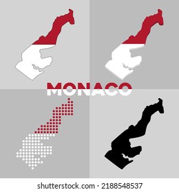 Vector map of the borders of Monaco. Flag and geography of the country of Monaco