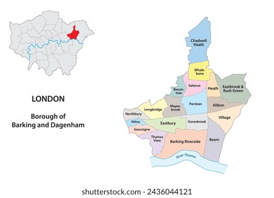 Stadtplan von Barking und Dagenham, London, Großbritannien