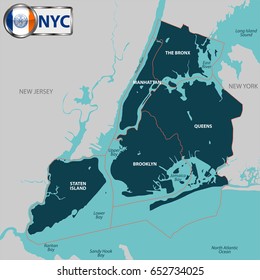 Vector map of boroughs of New York City