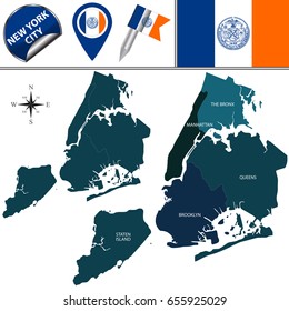 Vector map of boroughs of New York City