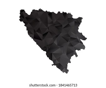 Vector map of Bosnia and Herzegovina black polygon style gradient.