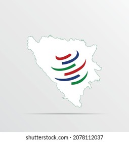 Vector map Bosnia and Herzegovina combined with World Trade Organization (WTO) flag.