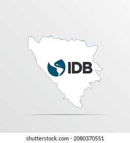 Vector map Bosnia and Herzegovina combined with Inter-American Development Bank flag.