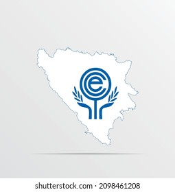 Vector Map Bosnia And Herzegovina Combined With Economic Cooperation Organization (ECO) Flag.