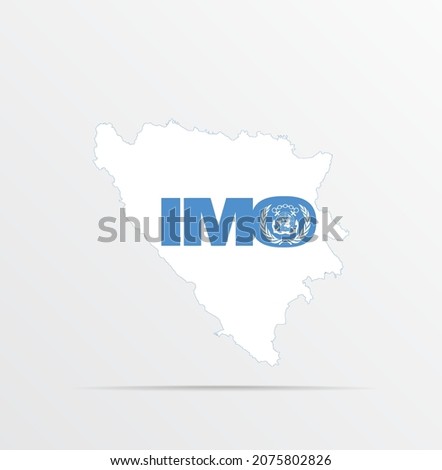 Vector map Bosnia and Herzegovina combined with International Maritime Organization (IMO) flag.