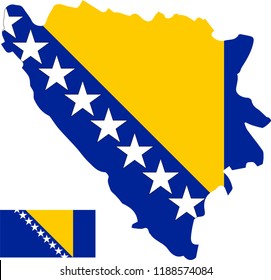 Vector map of Bosnia and Herzegovina with flag. Isolated, white background