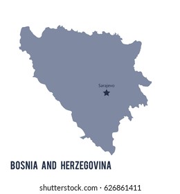 Vector map of Bosnia and Herzegovina isolated on white background. Travel Vector Illustration.