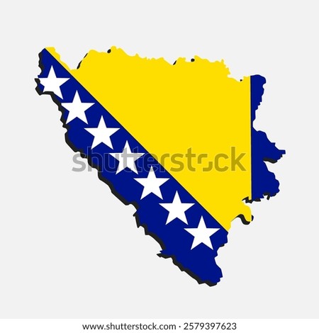 Vector map Bosnia Herzegovina made national flag isolated on background. Template Europe creative state flag for design, illustration, pattern, report, infographic, backdrop. Concept symbol