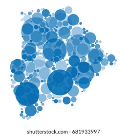 vector map of botswana filled with circles of different sizes and shades of color isolated on white background