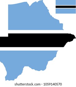 Vector map of Botswana with flag. Isolated, white background