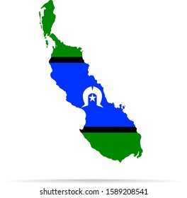 Vector map of Bougainville Island combined with Australia and Torres Strait Islanders flag.