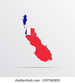 Vector map of Bougainville Island combined with Wallis and Futuna flag.