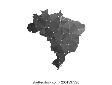 Vector map of Brazil. Black polygonal style on white background.