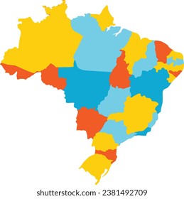 Vektorkarte Brasiliens mit farbigen Pin-Karten