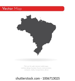 Vector map Brazil. Isolated vector Illustration. Black on White background. EPS 10 Illustration.