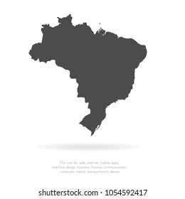 Vector map Brazil. Isolated vector Illustration. Black on White background. EPS 10 Illustration.