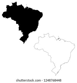 Vector map Brazil. Isolated vector Illustration. Outline and vector. Black on White background. EPS 10 Illustration.

