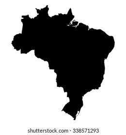 Vector map Brazil. Isolated vector Illustration. Black on White background. EPS Illustration.