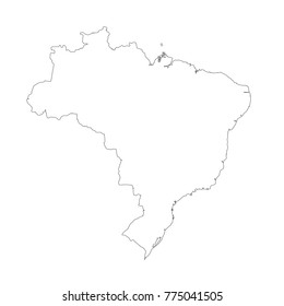 Vector map Brazil. Outliner. Isolated vector Illustration. Black on White background. EPS 10 Illustration.