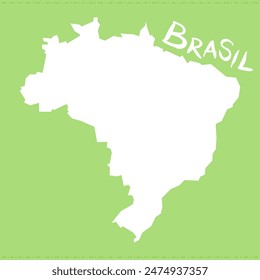 Vector map of Brazil. Silhouette, contour of the country. Shape isolated on colored background. Brazilian territory. Outline, border. 