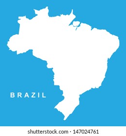 Vector Map Brazil - style vector map of Brasil in white on blue background for easy use and implementation, precise details and word mark.