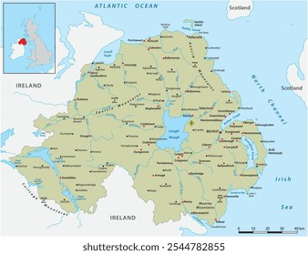 Mapa de vetores da província britânica da Irlanda do Norte