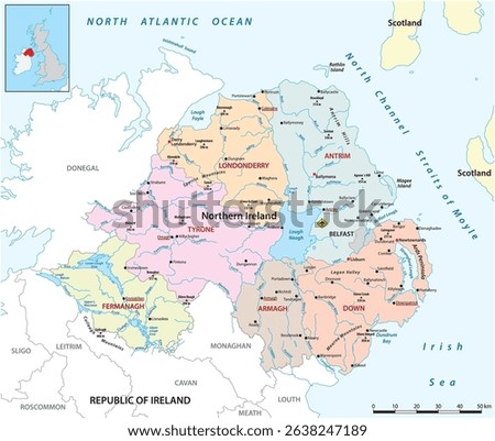 Vector map of the British province of Northern Ireland