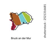 vector map of Bruck an der Mur City, logo design concept illustration idea style flat vector design. isolated on white background