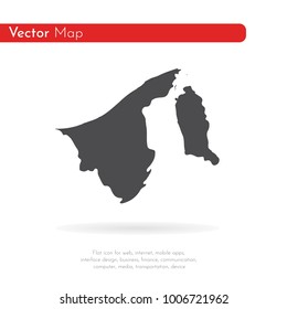 Vector map Brunei. Isolated vector Illustration. Black on White background. EPS 10 Illustration.