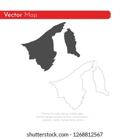 Vector map Brunei. Isolated vector Illustration. Black on White background. EPS 10 Illustration.

