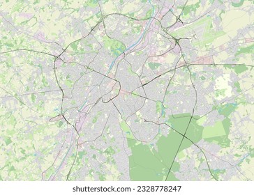 Vector Map of Brussels, Bruxelles, Belgium, data from Openstreetmap