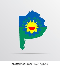 Vector map of Buenos Aires Province, Argentina combined with Buenos Aires Province, Argentina flag.