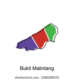 vector map of Bukit Malintang City colorful design, Province of North Sumatra illustration design template on white background